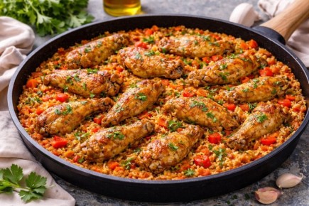 Простой и быстрый ужин: Курица с рисом на одной сковороде