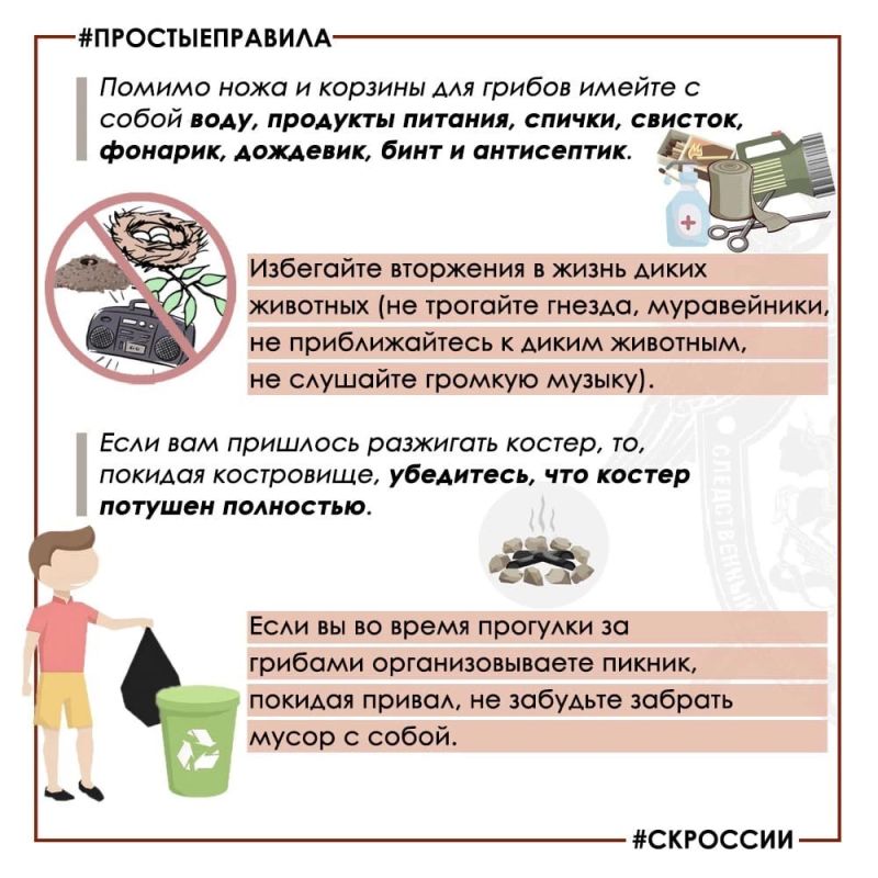 Региональное следственное управление призывает граждан соблюдать меры безопасности при собирании грибов и ягод Региональное следственное управление призывает граждан соблюдать меры безопасности при собирании грибов и ягод