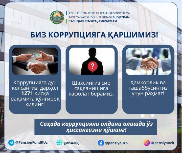 Как сообщить о возможных нарушениях в Пенсионном фонде Узбекистана